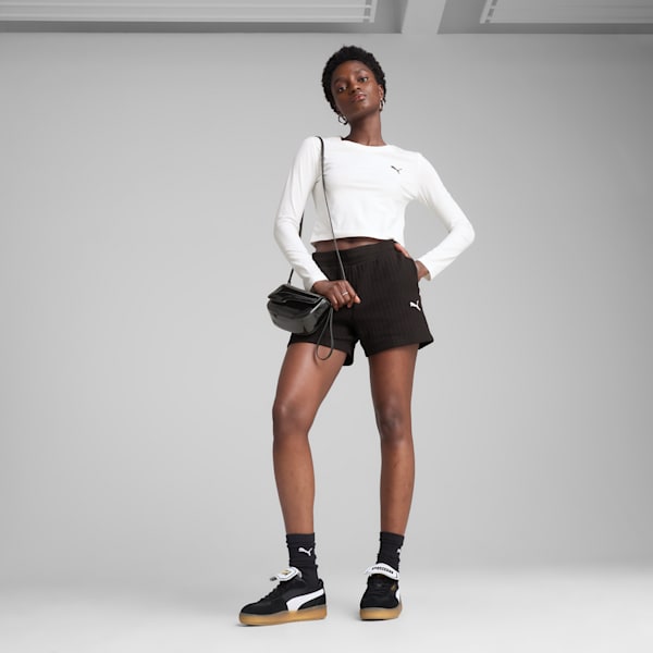 WARDROBE ESSENTIALS Women's 4" Pointelle Shorts, PUMA Black, extralarge